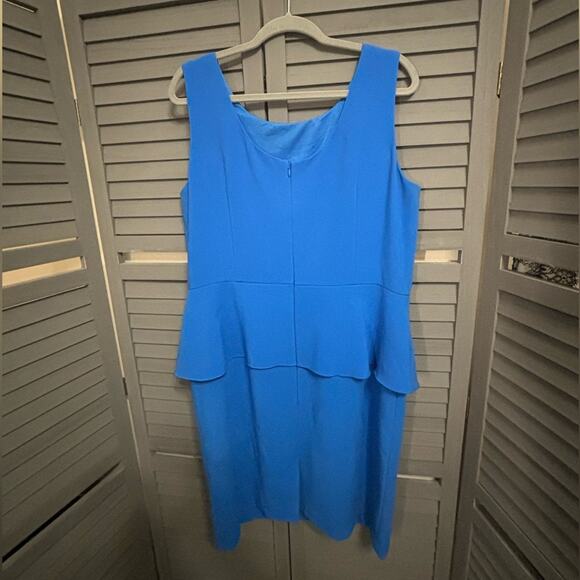 Ann Taylor Sleeveless Blue Peplum Midi Dress Figure Flattering Size 16 - Picture 4 of 6